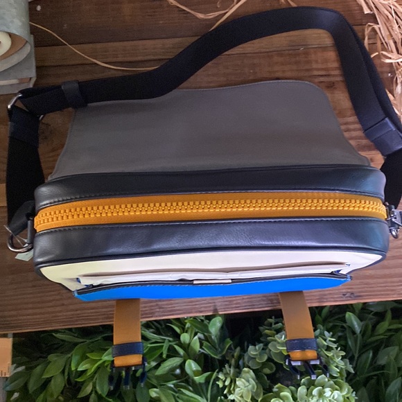 Coach Track Crossbody In ColorBlock with Coach Branding on Front Flap - Picture 9 of 16